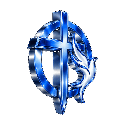 KISSalvation Christian cross, circle and dove emblem